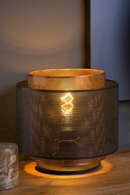 Lucide ORRIN - Lampe de table - Ø 25 cm - E27 - Noir