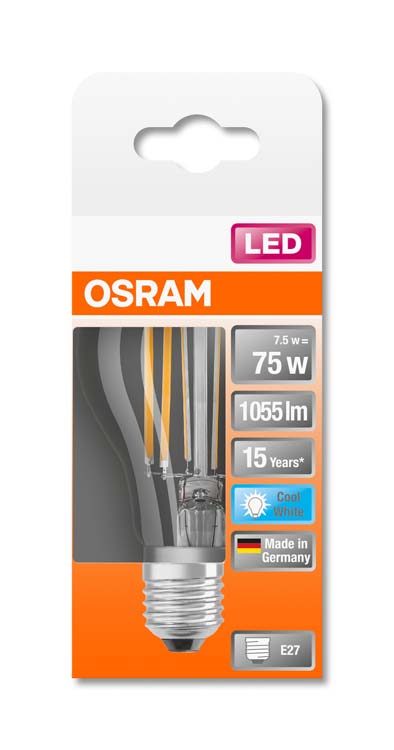 Lampe LED retro classic 75 E27 7.5W blanc froid filament