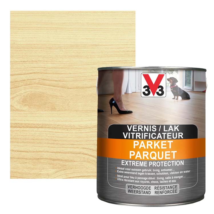 V33 vernis laque parquet extreme protection transparent mat 2,5l