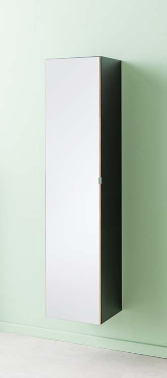 Kolomkast Dotan zwart/eik met spiegel 400 x 1700 mm