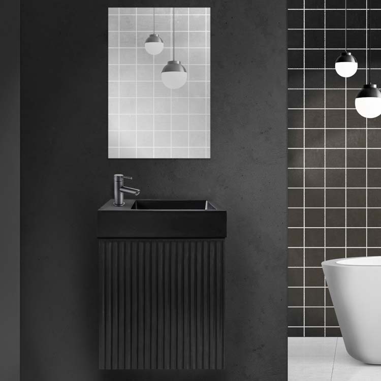 Meuble de toilette Viola rainures noires avec miroir 400 mm