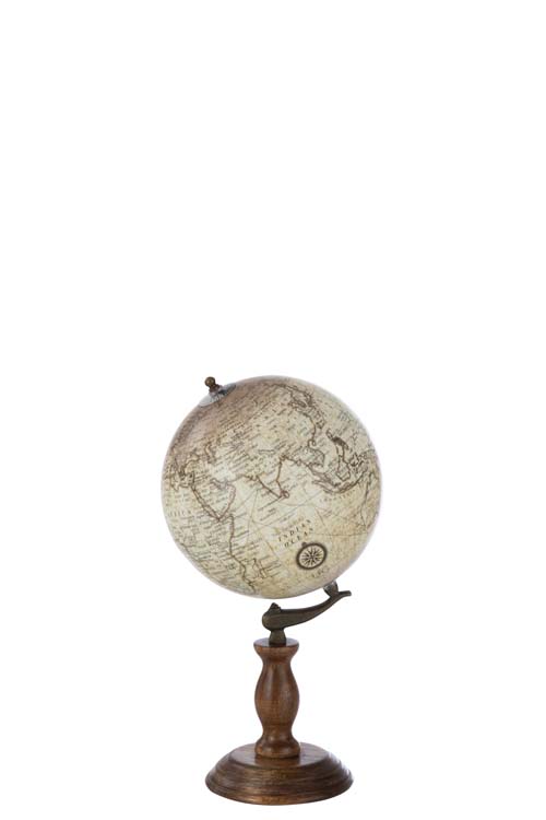 Globe sur socle en bois beige/brun 20 x 20 x 40 cm