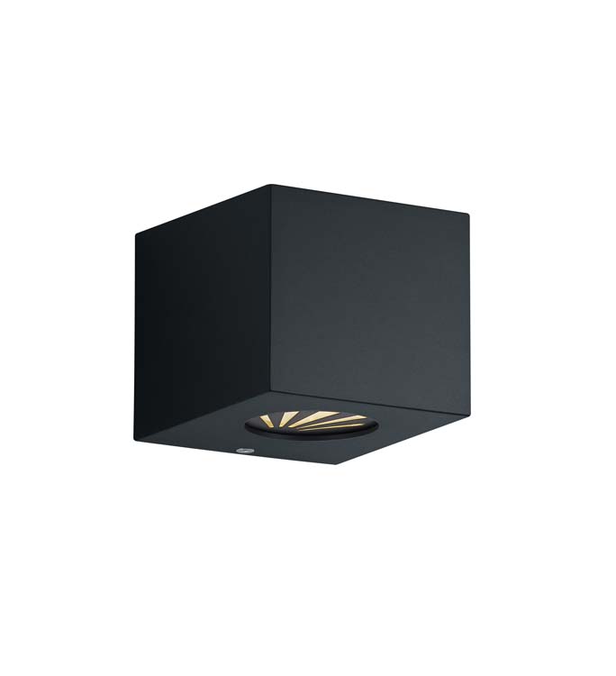 Wandlamp zwart mat incl. 2x2W LED 3000K 2x200Lm 9x9,8cm