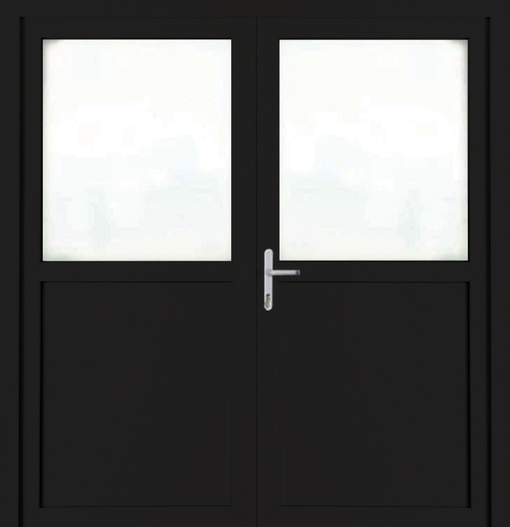 Porte extérieure pvc noire/noire double 1800X2100 demi-vitrée G