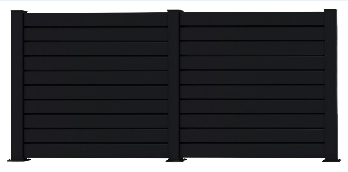Afsluiting Havana alu zwart 2 schermen 428 x 180 x 4 cm