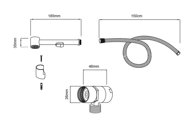 Handdoucheset voor wastafelkraan chroom