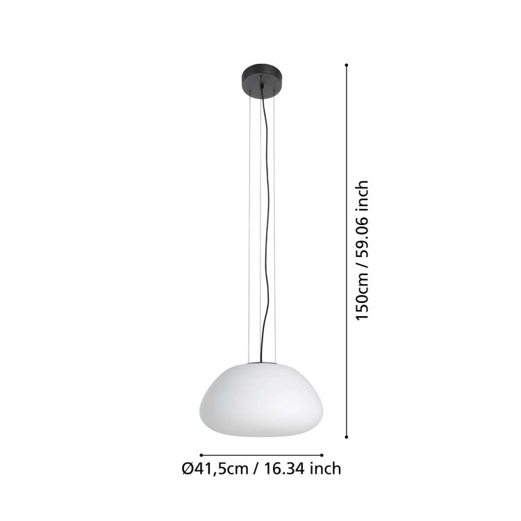 Hanglamp Semlab 1xE27 zwart/opal mat