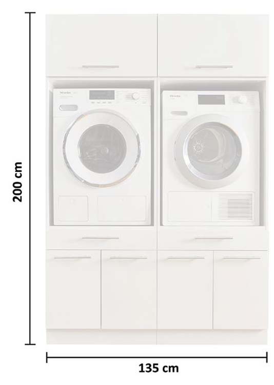 Armoires de machine à laver - Decowash - blanc - set 5 - 67,5X135X200