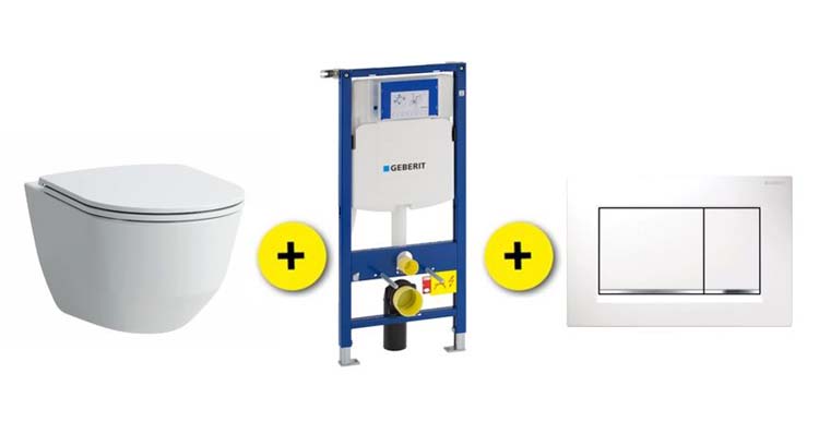 Toiletset Laufen Pro wit incl bril + drukplaat wit + inbouwres UP320