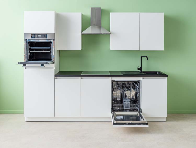 Keuken Plenti 280 cm - oven boven - zonder toestellen - wit