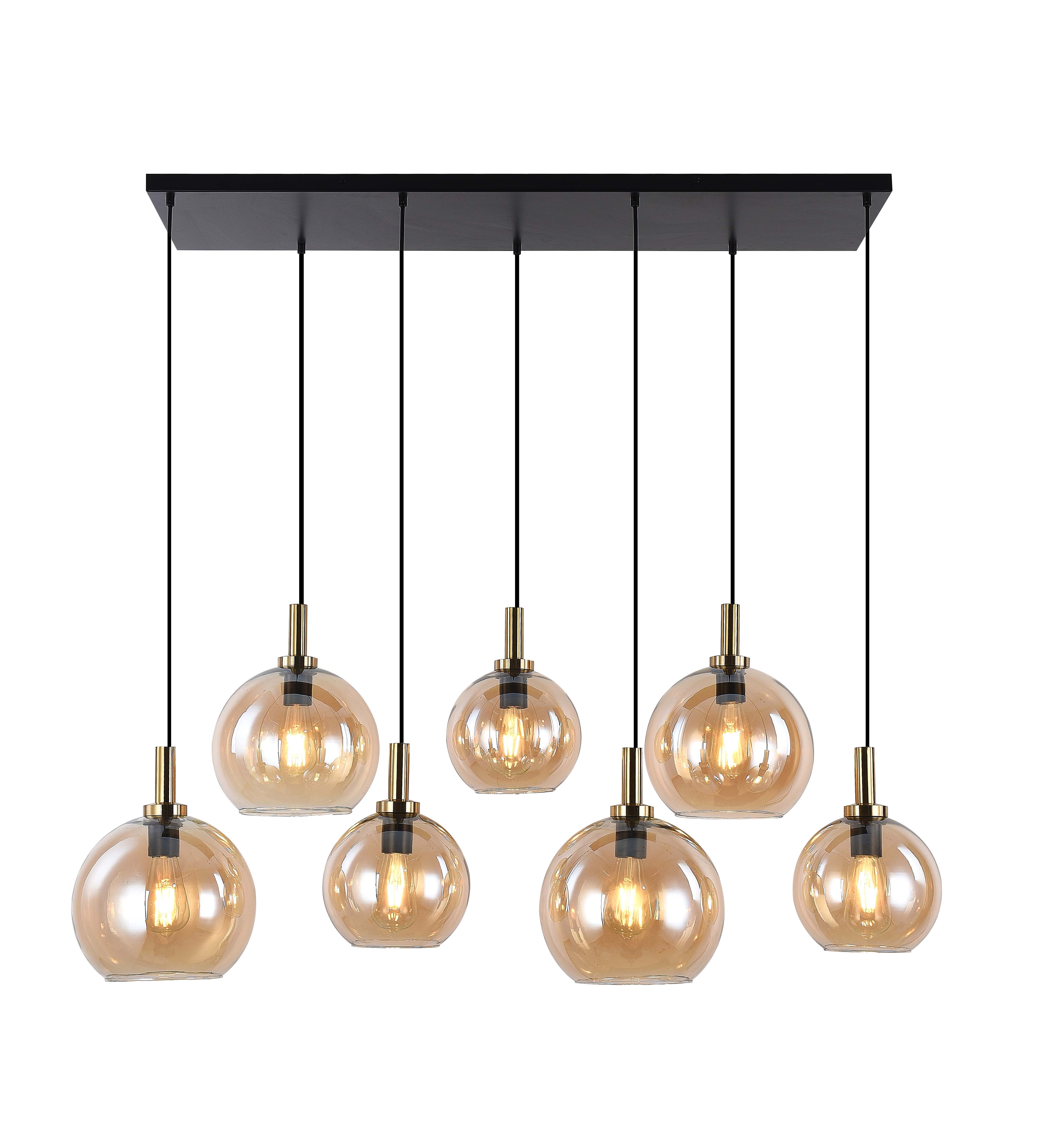 Lampe suspension noir or 7 x E27