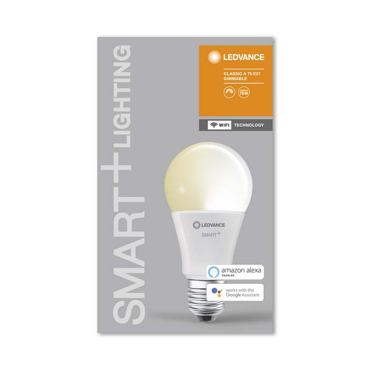 Lampe LED smart + WiFi a75 E27 9.5W blanc chaud dimmable