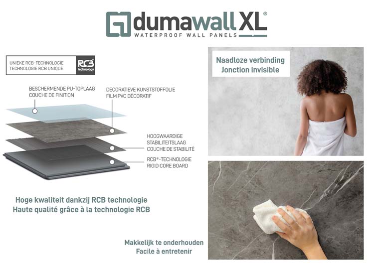 Panneau mural Dumawall XL PVC 900x2600x5mm Dark Cement