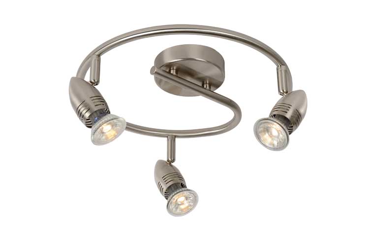 Lucide CARO-LED - Spot plafond - Ø 31 cm - LED - GU10 - 3x5W 2700K - Chrome Dépoli