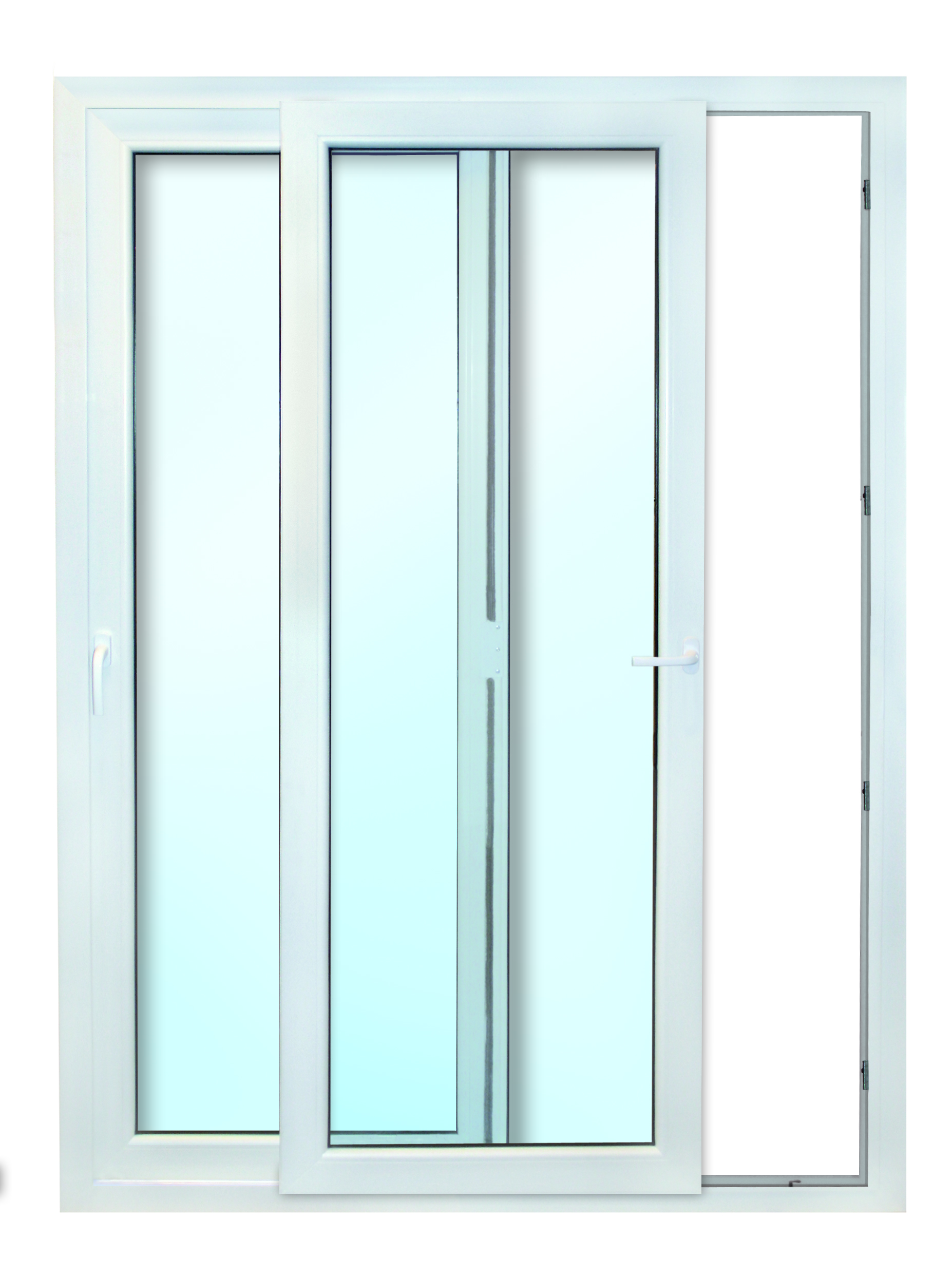 Porte coulissante 2 ouvrants PVC blanc 2500x2100