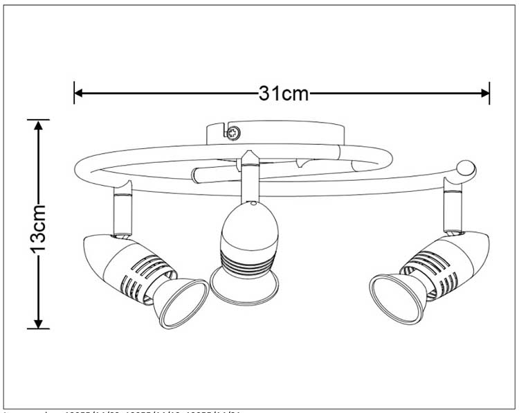 Lucide CARO-LED - Plafondspot - Ø 31 cm - LED - GU10 - 3x5W 2700K - Mat chroom