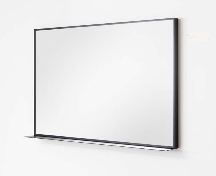 Miroir Tabibi alu cadre noir mat avec étagère 1200mm