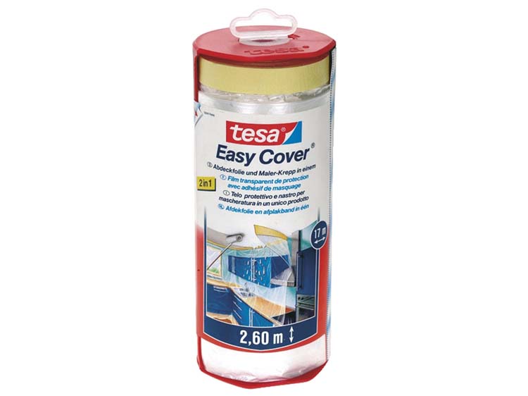 Tesa Easy Cover feuille de couverture distributeur 17x2,6 m + distributeur transparent