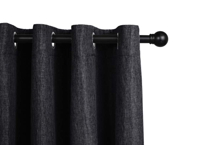 Overgordijn verduisterend luxe geweven zwart 150x260cm met ringen