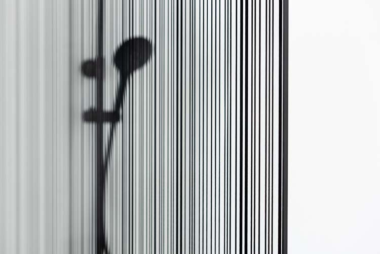 Douchewand Alec klaar glas met zwarte lijnen 117 x 200 cm 