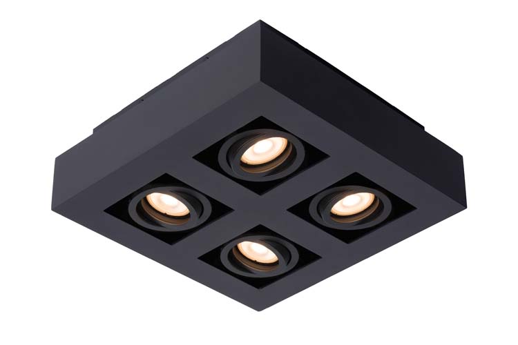 XIRAX - Plafondspot - LED Dim to warm - GU10 - 4x5W 2200K/3000K - Zwart