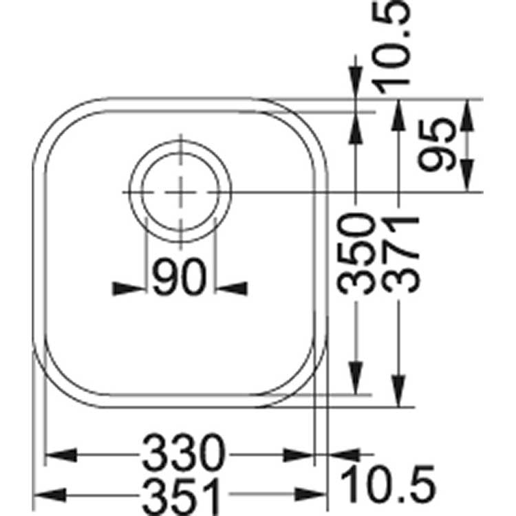 Franke onderbouwspoelbak Ariane 330x350mm glad