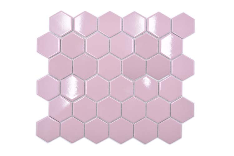 Mozaïek hexagon oudroze glans 32,5 x 28,1 cm