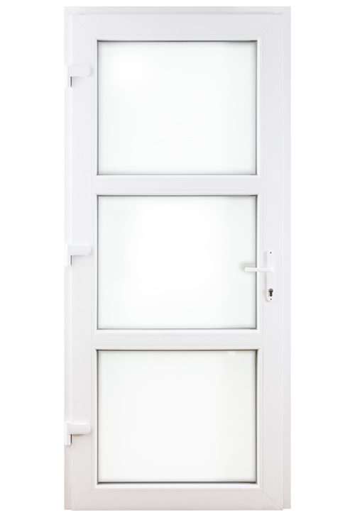 Porte ext. 3 verres transparante PVC blanc G 980x2180mm