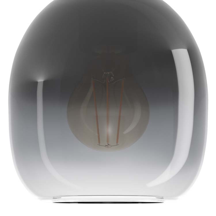 Wandlamp zwart-hout glas smockey grey E27