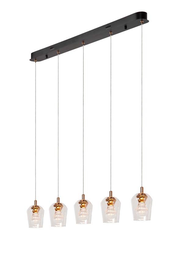 Lucide BERLIANE - Suspension - LED Dim. - 5x4W 2700K - Avec module LED remplaçable - Transparent