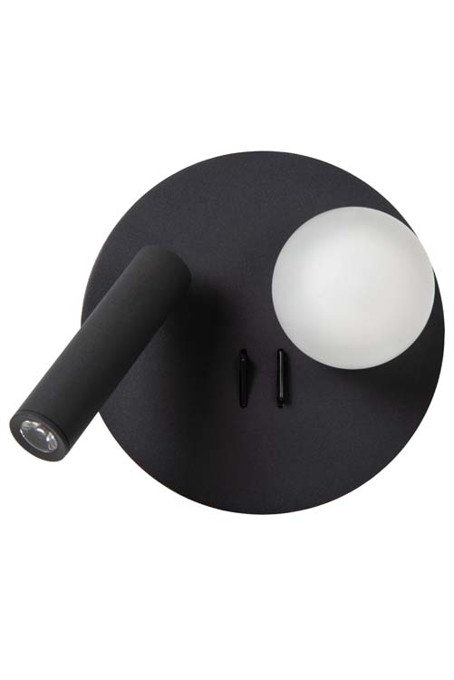 Lucide MATIZ - Lampe de chevet - LED - 1x3,7W 3000K - Point de rechargement USB - Noir
