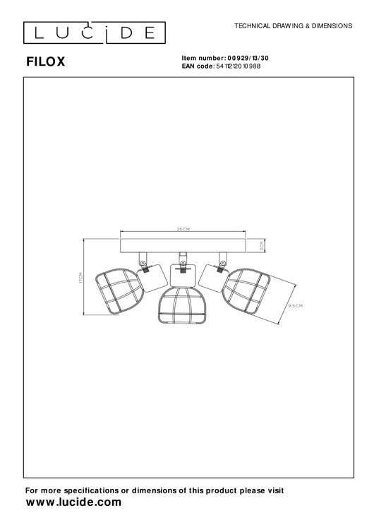 Lucide FILOX - Spot plafond - Ø 25 cm - 1xE27 - Noir