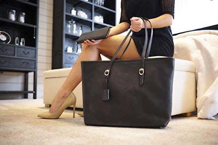Shopper bag deluxe en cuir noir Flamant