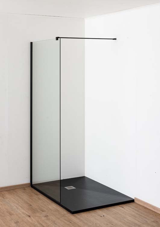 Douche de plain-pied Anais 87 x 200 cm verre transparant - noir