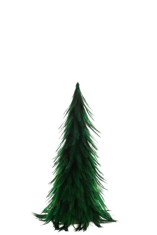 Cône plumes vert h40cm