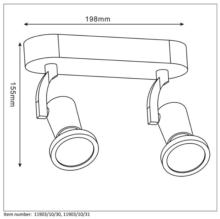 Lucide JASTER-LED - Plafondspot - LED - GU10 - 2x5W 2700K - Wit