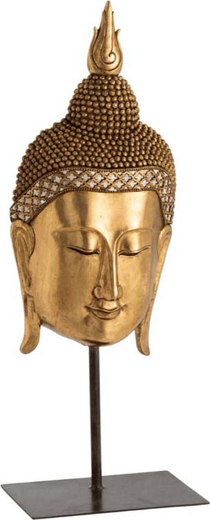 Tête de Bouddha sur socle or 85cm