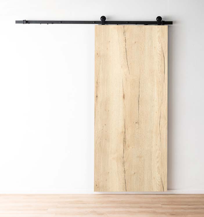 Schuifdeur realwood oak+rail antiek zwart 93x211.5cm
