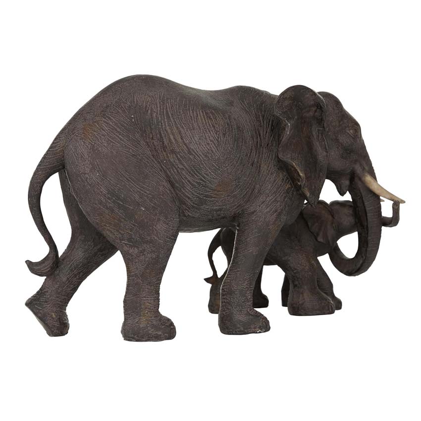 Statue éléphant avec bébé 28cm