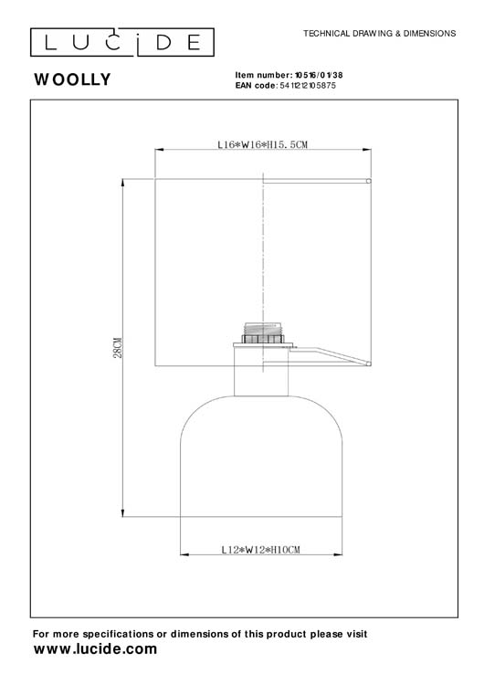 WOOLLY - Lampe de table - Ø 16 cm - 1xE14 - Crème