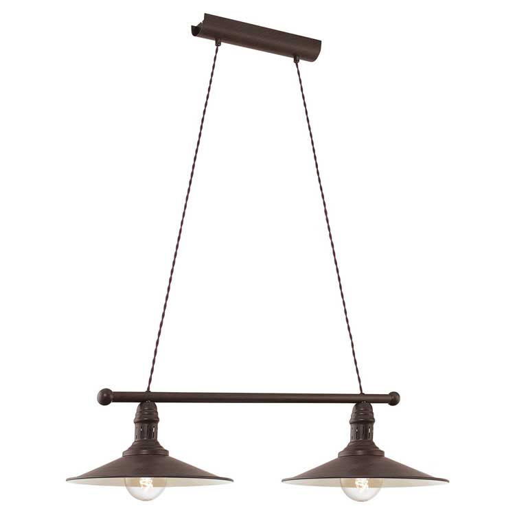 Eglo STOCKBURY - Lampe suspendue - E27 - 2X60W - Brun antique - beige