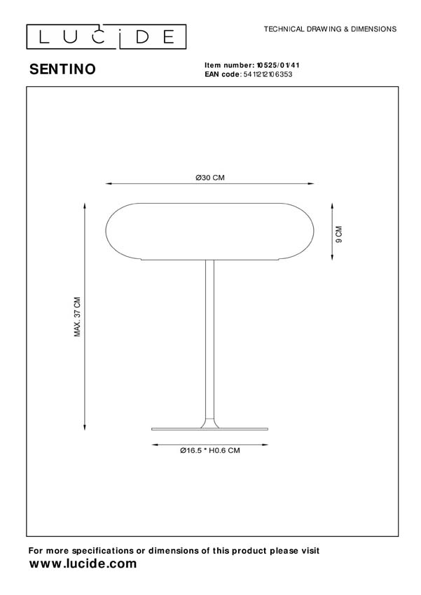 Lucide SENTINO - Lampe de table - Ø 30 cm - 3xG9 - Taupe