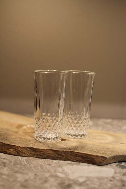 Glas Vintage longdrink helder 30 cl - fijne print