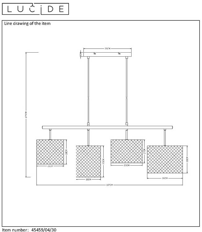 Lucide BASKETT - Suspension - E27 - Noir