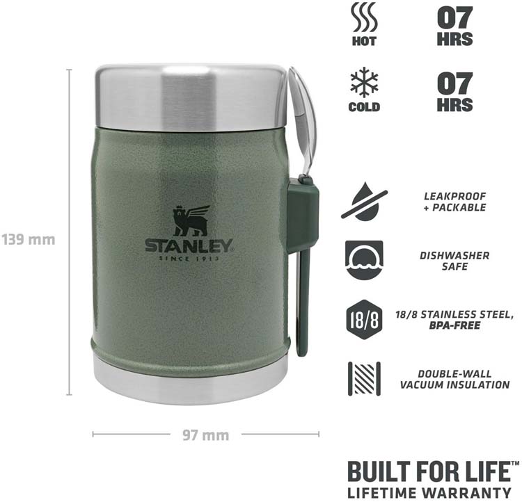 Stanley legendary food jar + spork 0.4l green