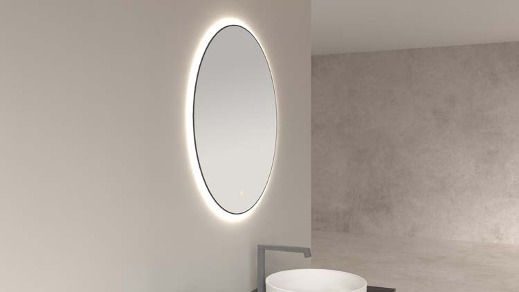 Miroir Kira noir mat LED 1000 mm
