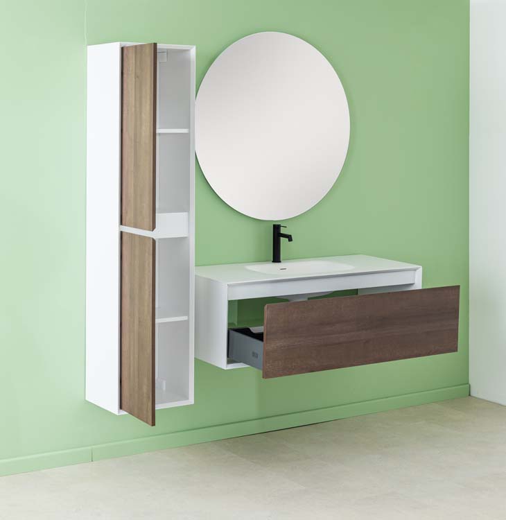 Meuble de salle de bain Ace blanc mat/chêne 1200 mm lavabo  blanc mat