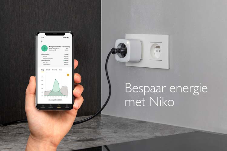 Kit de démarrage énergie Niko Home Control avec trois prises intelligentes