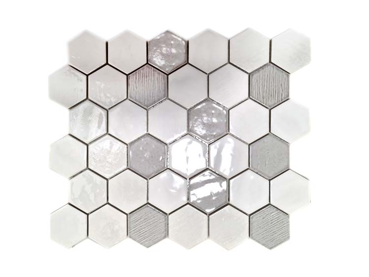 Mosaïque hexagone blanche glossy 25,3 x 29,3 cm