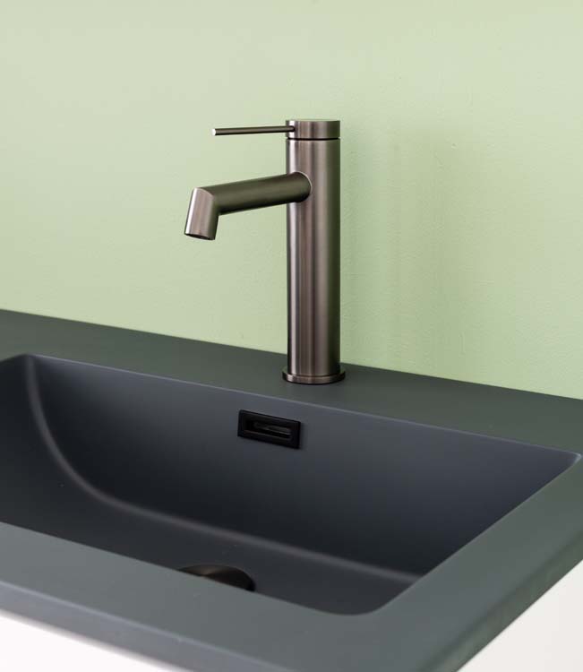 Meuble de salle de bain Bison laqué blanc mat 1200 mm lavabo noir